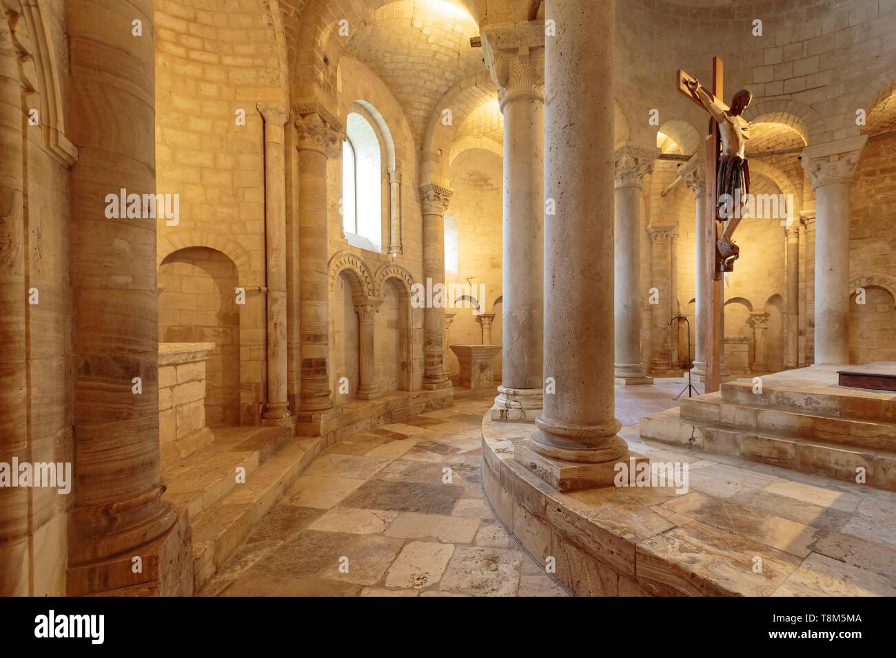 L'Italia, Toscana, Val d'Orcia elencati come patrimonio mondiale dall' UNESCO, Castelnuovo dell Abate, Montalcino, San'tAntimo abbazia cistercense Foto Stock