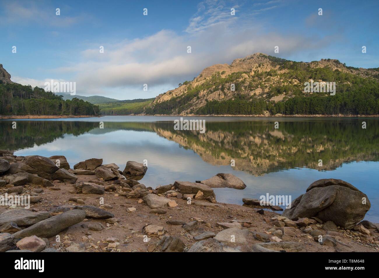 Francia, Corse du Sud, Alta Rocca, San Gavino di Carbini, Ospedale massiccio, Lago di Ospedale Foto Stock