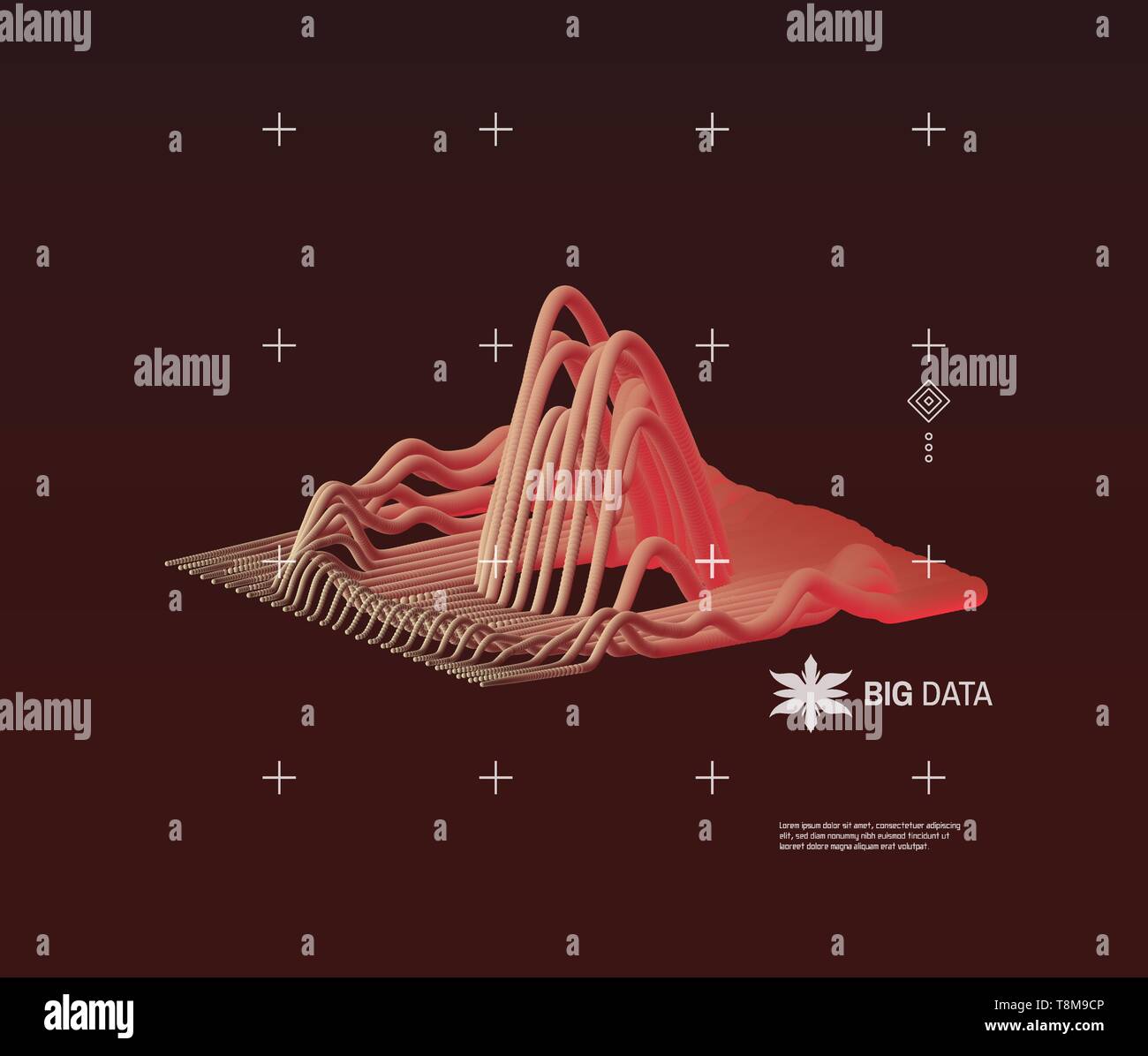 Dati di grandi dimensioni di visualizzazione del grafico. Effetto dinamico. Cover Design modello. Può essere utilizzato per la pubblicità, marketing e presentazione. Illustrazione Vettoriale. Illustrazione Vettoriale
