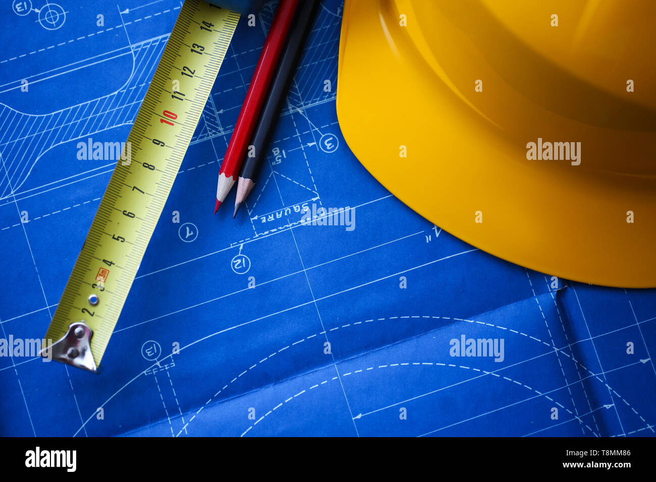 Engineering design blueprint per edifici Foto Stock