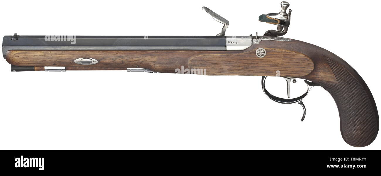 Piccole armi, pistole, flintlock pistola calibro 12,5 mm, H. Nock, 1800, Additional-Rights-Clearance-Info-Not-Available Foto Stock