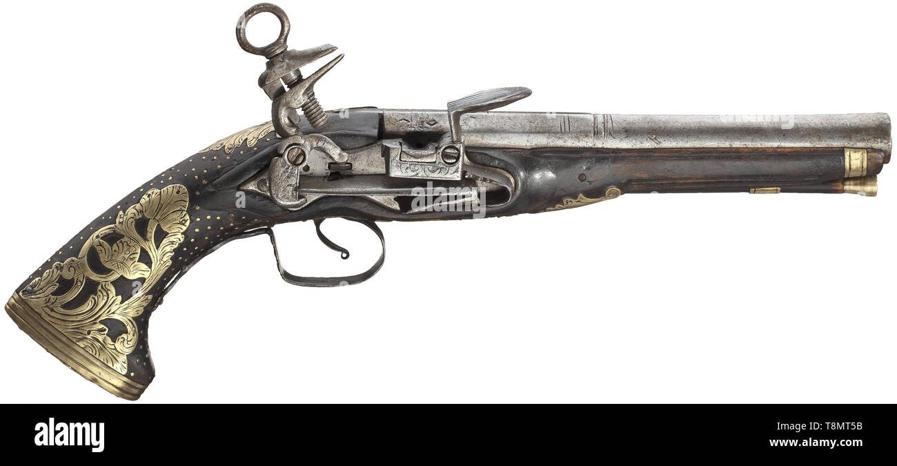 Piccole armi, pistole, flintlock pistola, Miquelet pistola, Spagna, circa 1780, Additional-Rights-Clearance-Info-Not-Available Foto Stock