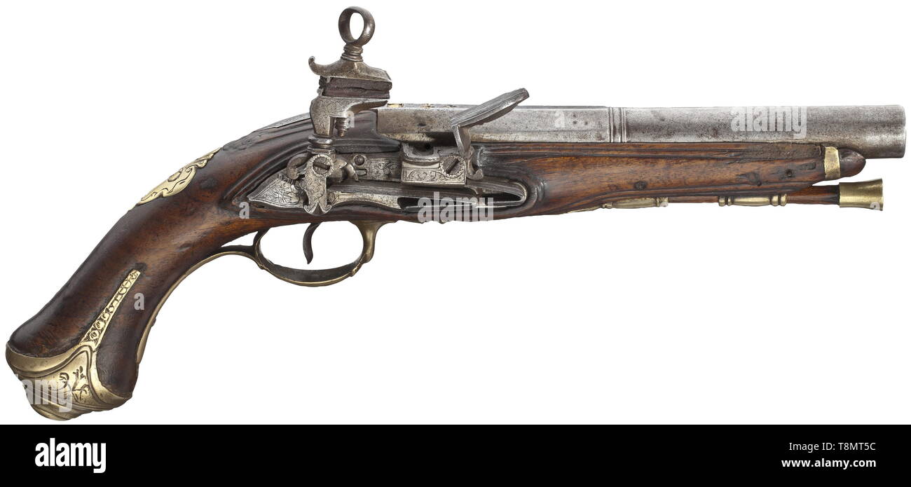 Piccole armi, pistole, flintlock pistola, Miquelet pistola, forse Eibar, Spagna, circa 1780, Additional-Rights-Clearance-Info-Not-Available Foto Stock