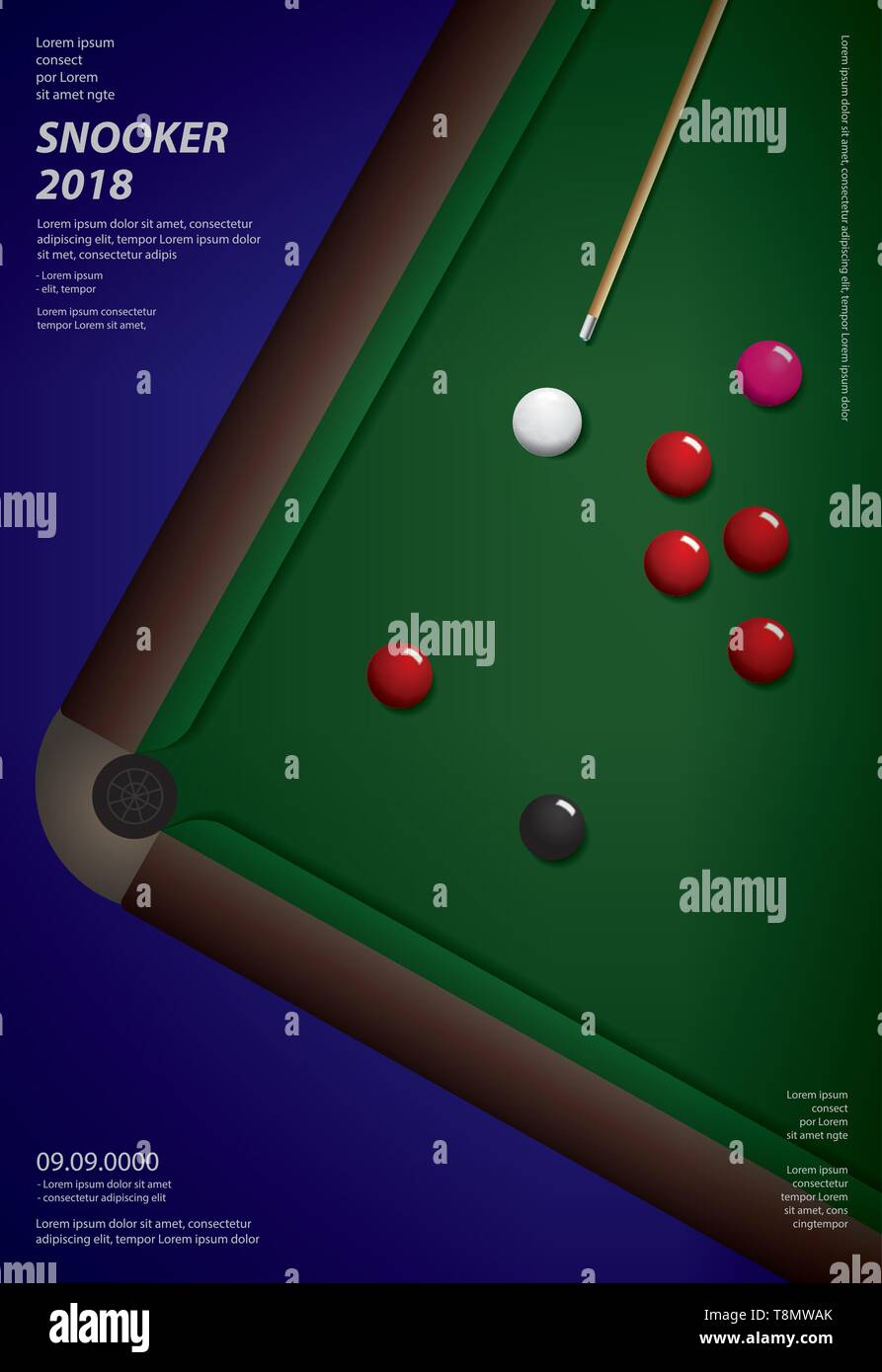 Snooker Championship Poster Template Design Illustrazione Vettoriale Illustrazione Vettoriale