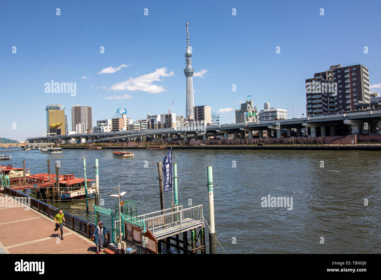 Ogni giorno ho attraversato Ponte Komagata sul mio modo di Kuramae stazione. Si tratta di una perfetta combinazione di art-deco architecture & una vista della Tokyo moderna Sky Tree Foto Stock