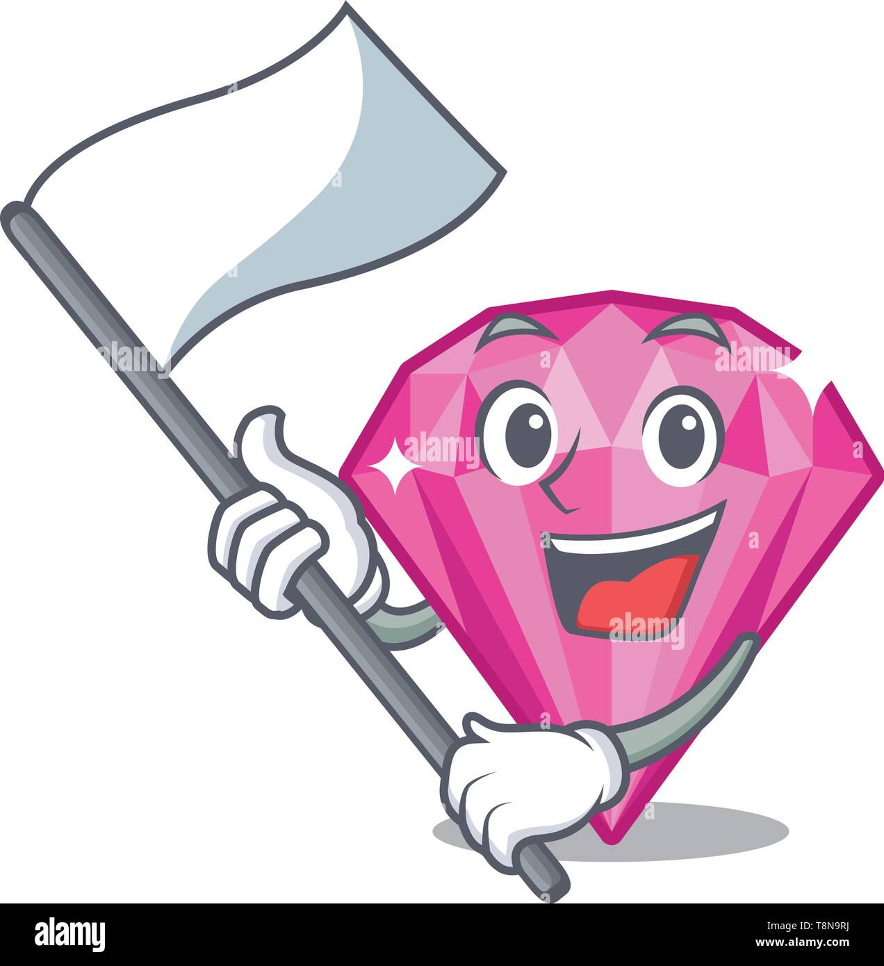 Con bandiera diamante rosa in una scatola di cartone animato Illustrazione Vettoriale