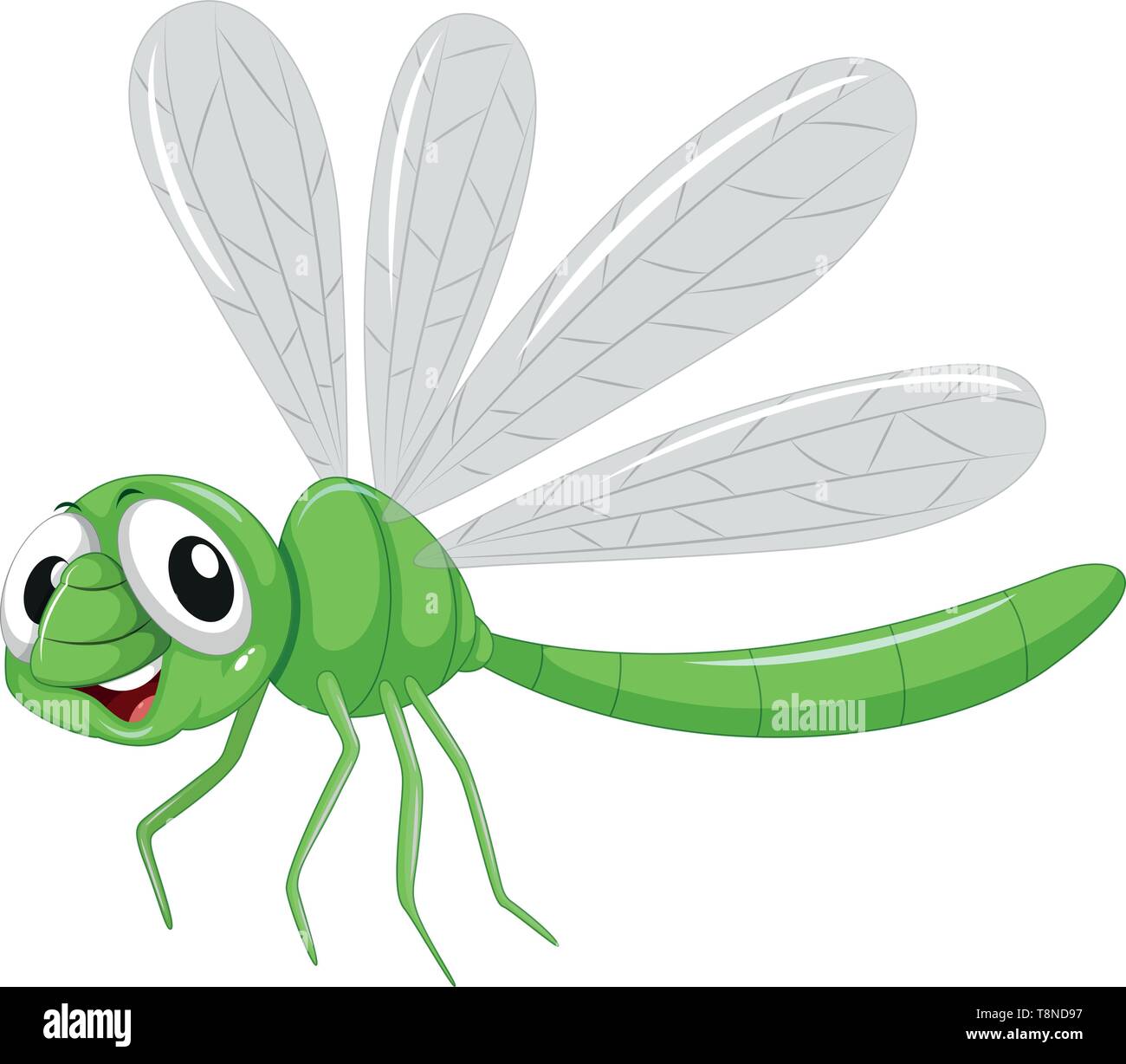 Green Dragon Fly sfondo bianco illustrazione Illustrazione Vettoriale