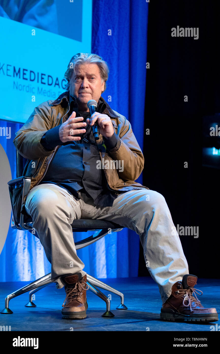 Norvegia, Bergen - 9 maggio 2019. Steve Bannon, ex casa bianca capo stratega, assiste la conferenza multimediale Nordiske Mediedager 2019 a Bergen. (Photo credit: Gonzales foto - Jarle H. Moe). Foto Stock