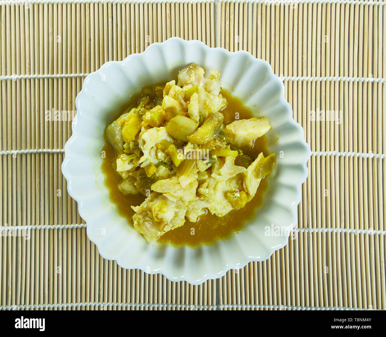 A sud di nasello indiano al curry, appartamenti keralesi pesce al curry Foto Stock