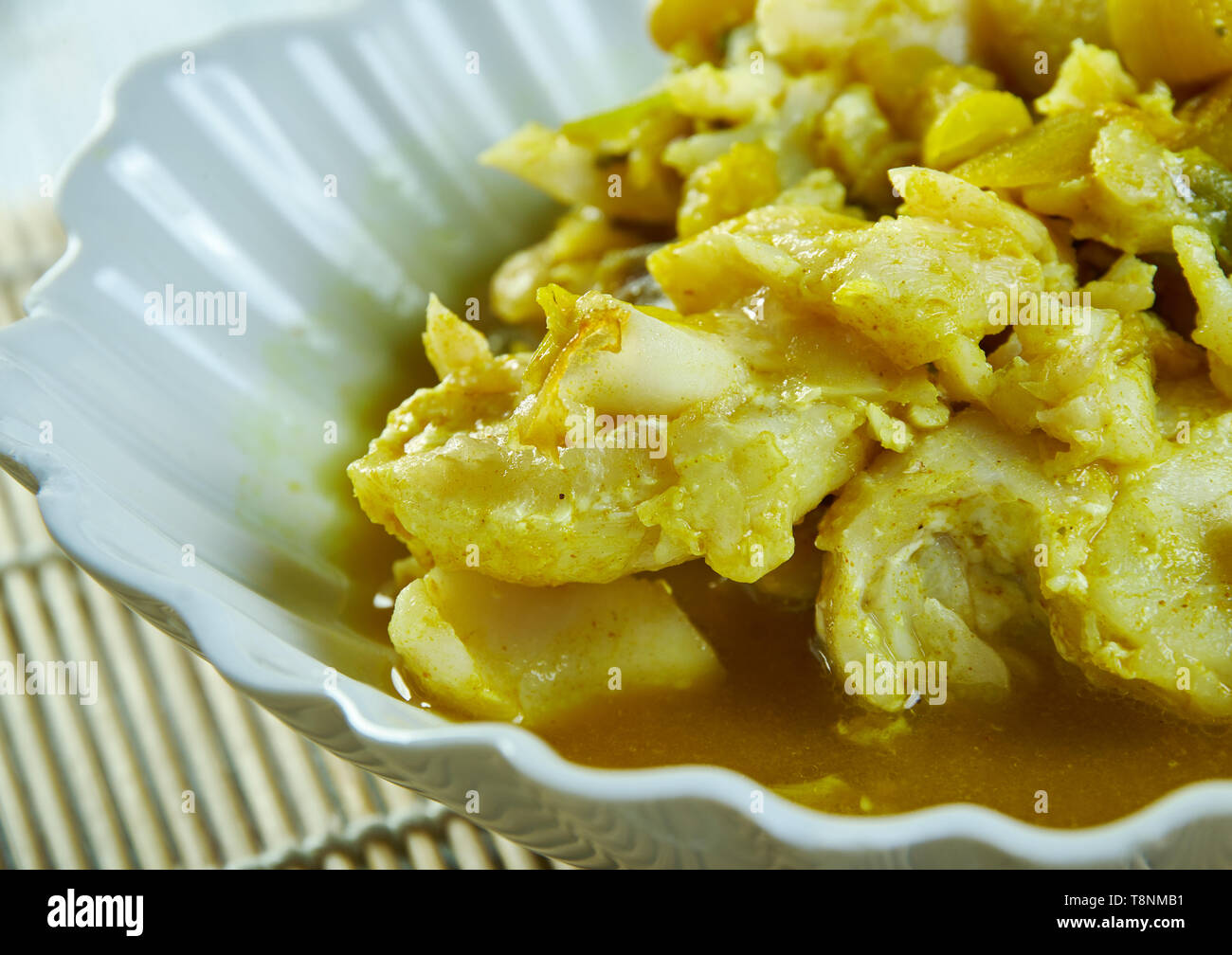 A sud di nasello indiano al curry, appartamenti keralesi pesce al curry Foto Stock