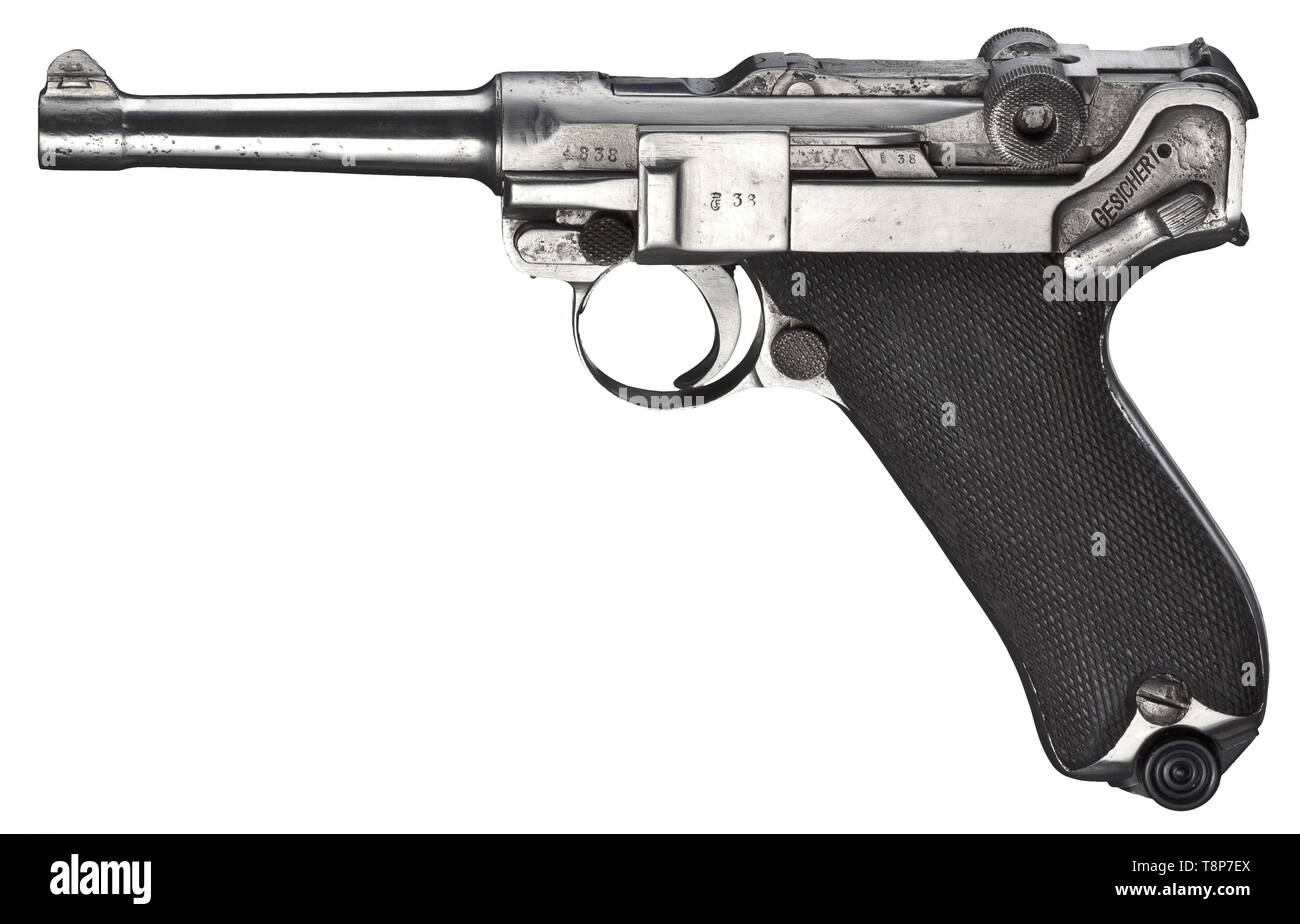 Piccole armi, pistole, Luger pistola 08, Parabellum calibro 9 mm, Erfurt, 1912, Additional-Rights-Clearance-Info-Not-Available Foto Stock