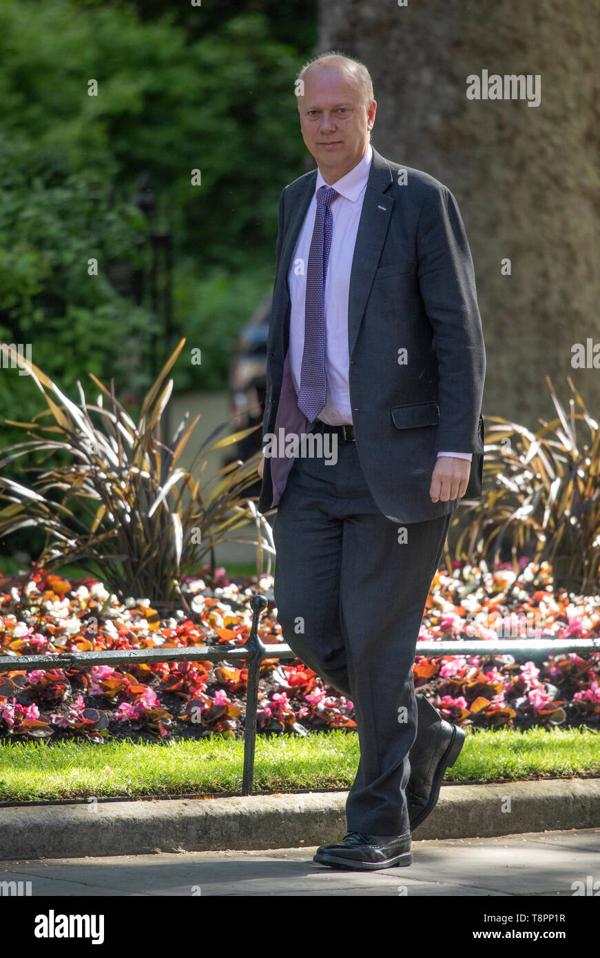 Londra, Regno Unito. 14 maggio 2019. Chris temolo, Segretario di Stato per i trasporti a Downing Street per settimanale riunione del gabinetto. Credito: Malcolm Park/Alamy Live News. Foto Stock