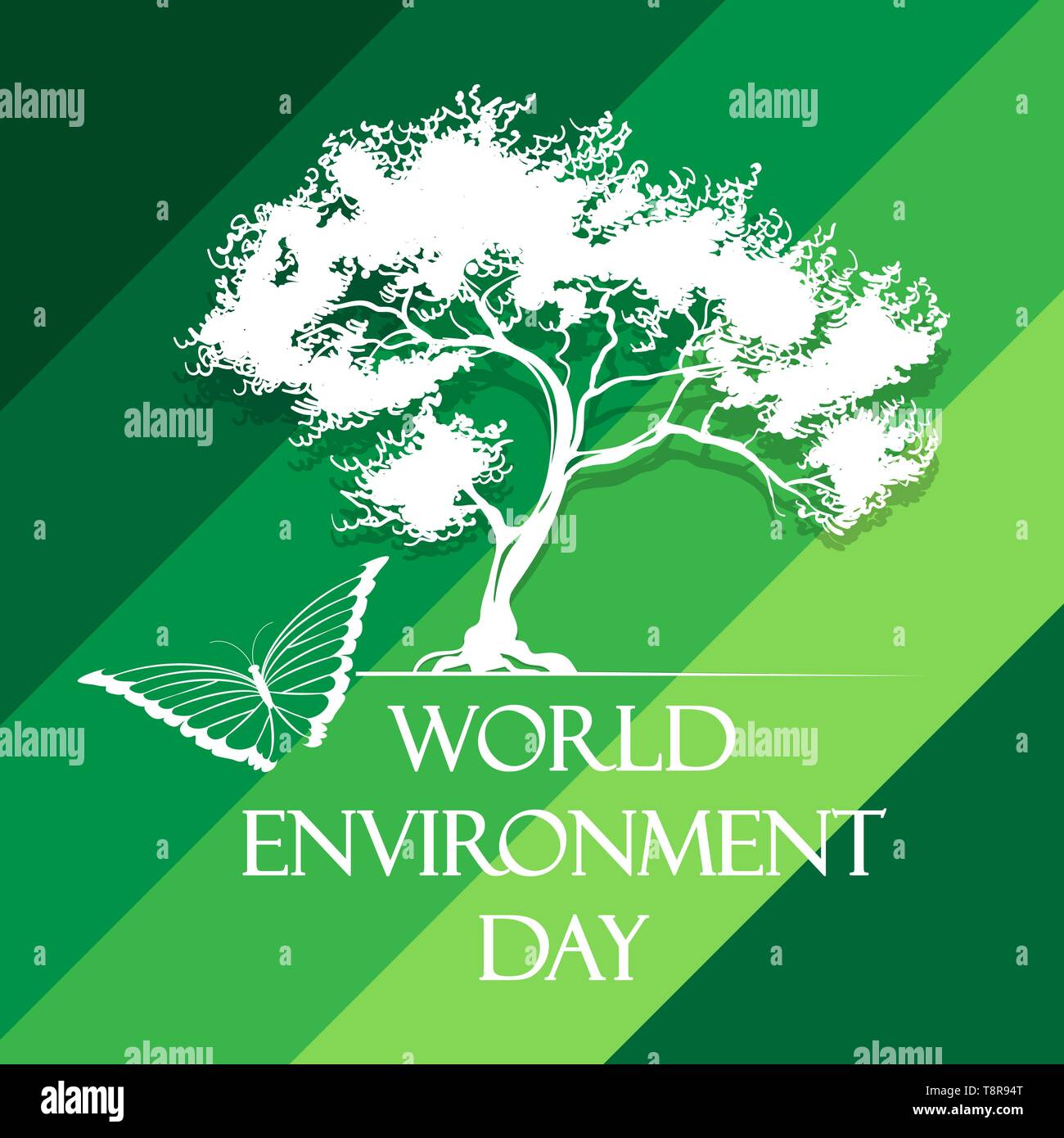 La Giornata Mondiale dell Ambiente Poster con struttura ad albero e butterfly. Illustrazione Vettoriale Illustrazione Vettoriale
