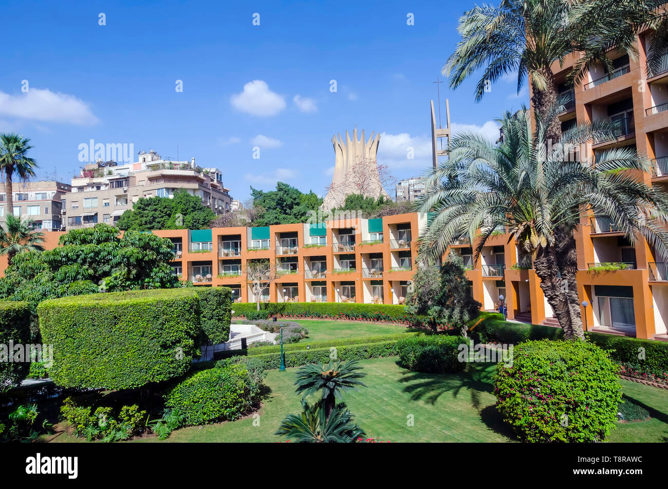 Cairo Marriott Hotel & Omar Khayyam Casino le camere con vista sul giardino Foto Stock