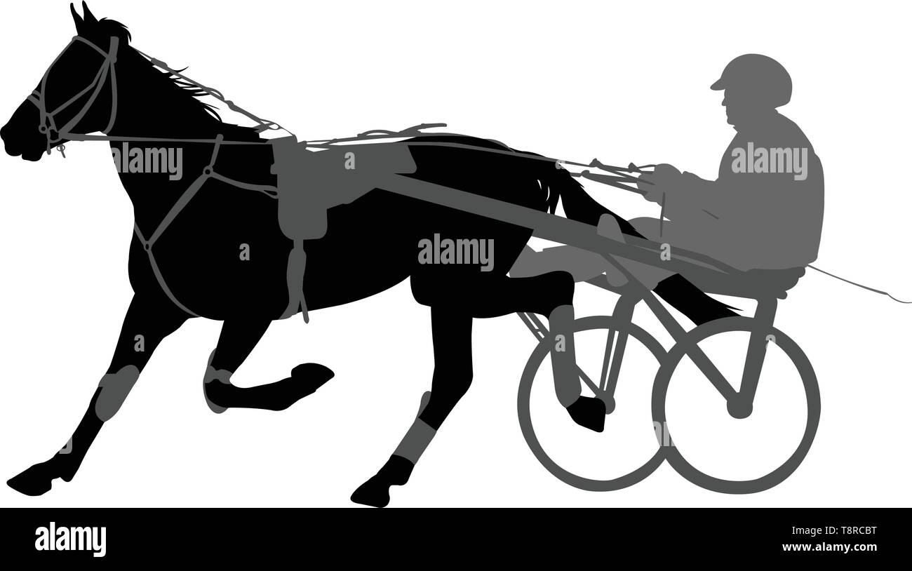 Cavallo e cablaggio jockey racing silhouette - vettore Illustrazione Vettoriale