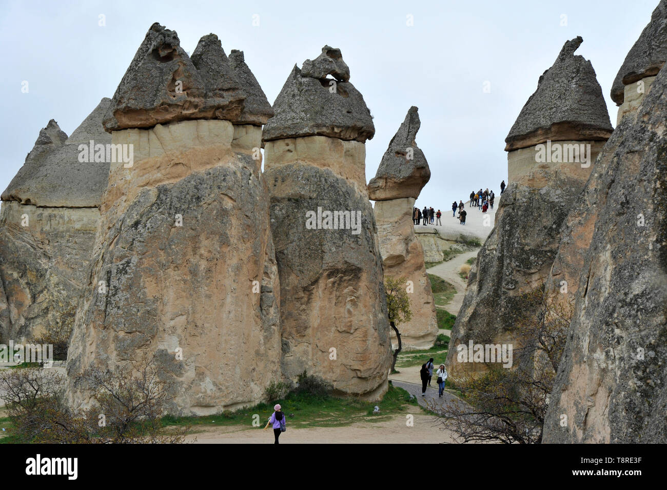 Turisti e visitatori in Cappadocia, Turchia Foto Stock