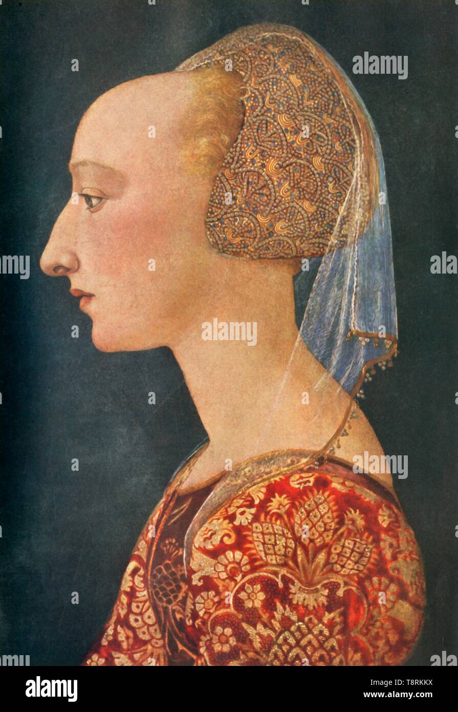 " Ritratto di una dama in rosso", 1460-1470, (1934). Creatore: sconosciuto. Foto Stock