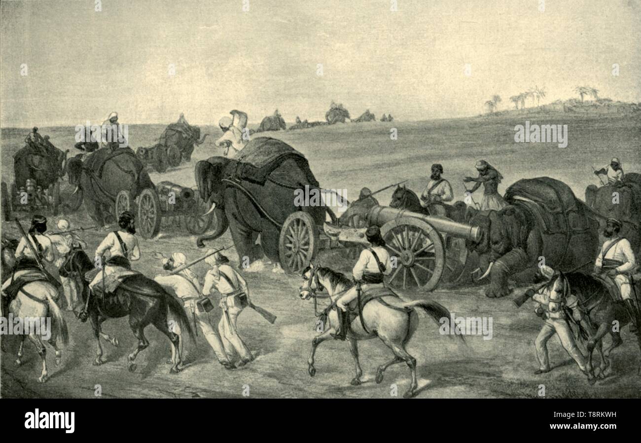 'L'anticipo di assedio il treno per Delhi', 1857, (1901). Creatore: George Francklin Atkinson. Foto Stock