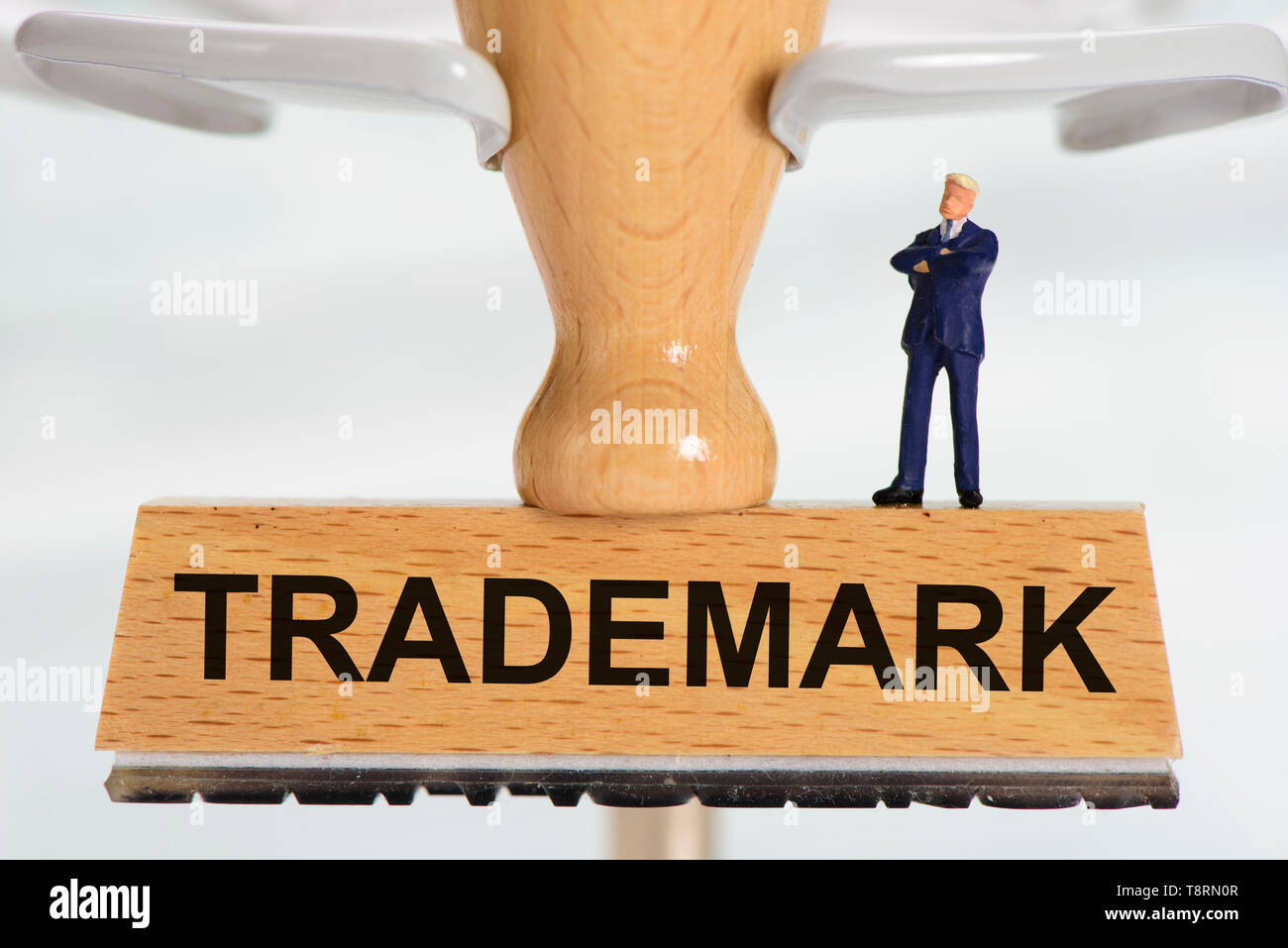 Marchio stampato sul timbro di gomma Foto Stock