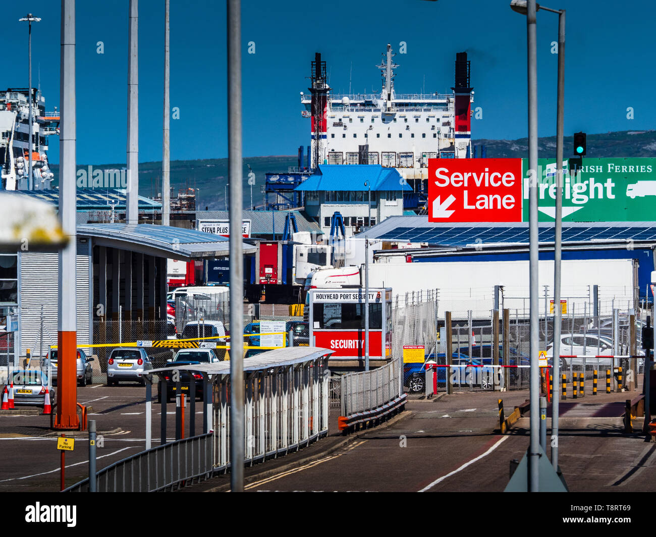 Regno Unito Irlanda Commercio - Irlanda Regno Unito Commercio - Brexit Irlanda Irish Trade - Irish Trade UK - passeggeri e merci Cancelli per i traghetti di Dublino al porto di Holyhead UK Foto Stock