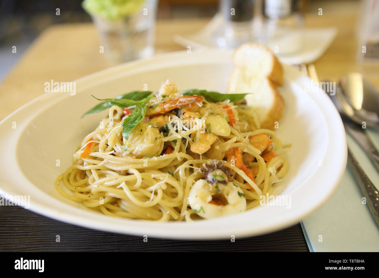 Spaghetti frutti di mare Foto Stock