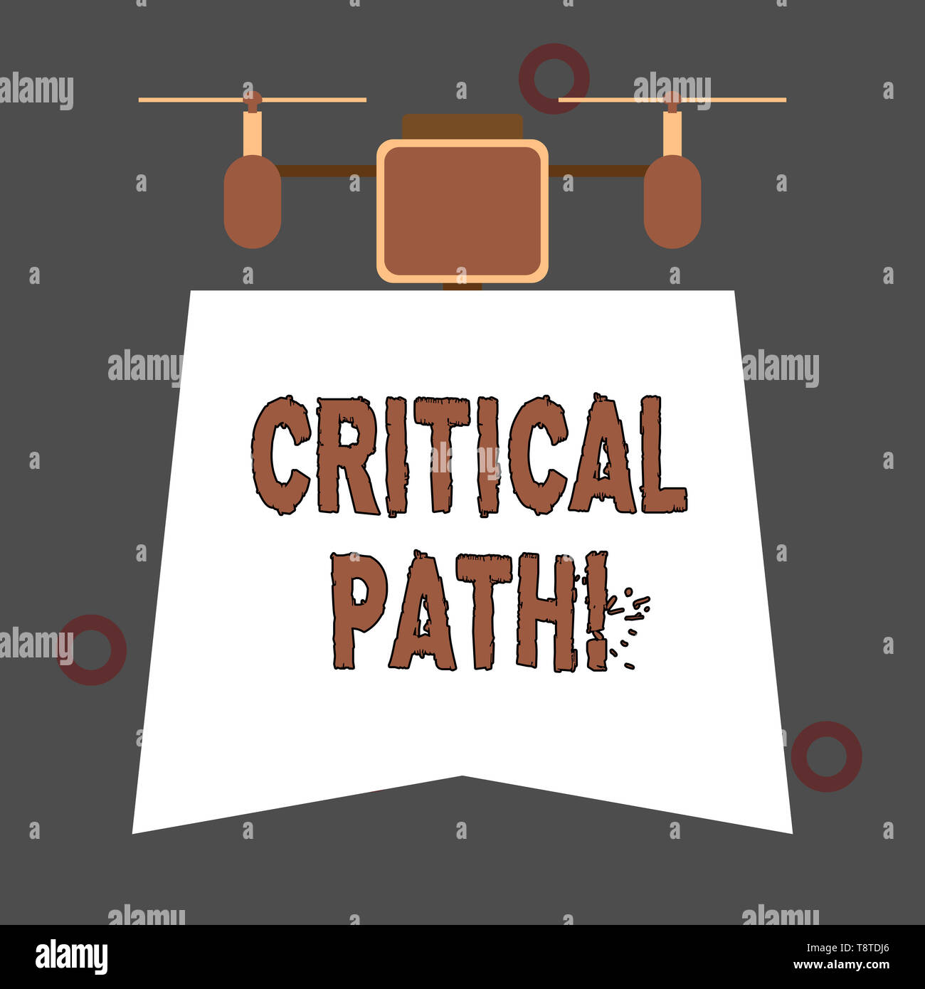 Testo della scrittura percorso critico. Foto concettuale sequenza di fasi di un progetto che richiede il tempo più lungo Foto Stock