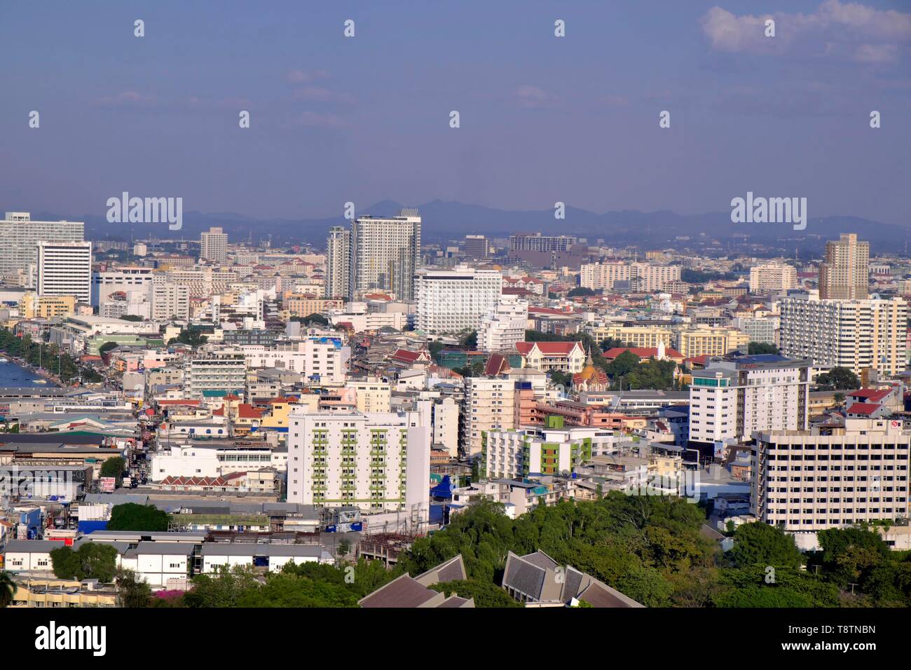 Vista sulla città, Pattaya, Chonburi, Thailandia Foto Stock