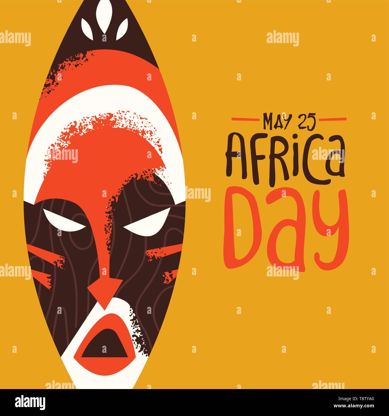 Giornata dell'Africa biglietto di auguri di tribale africana maschera. Tradizionale etnica arte illustrazione per la Freedom Holiday. Illustrazione Vettoriale
