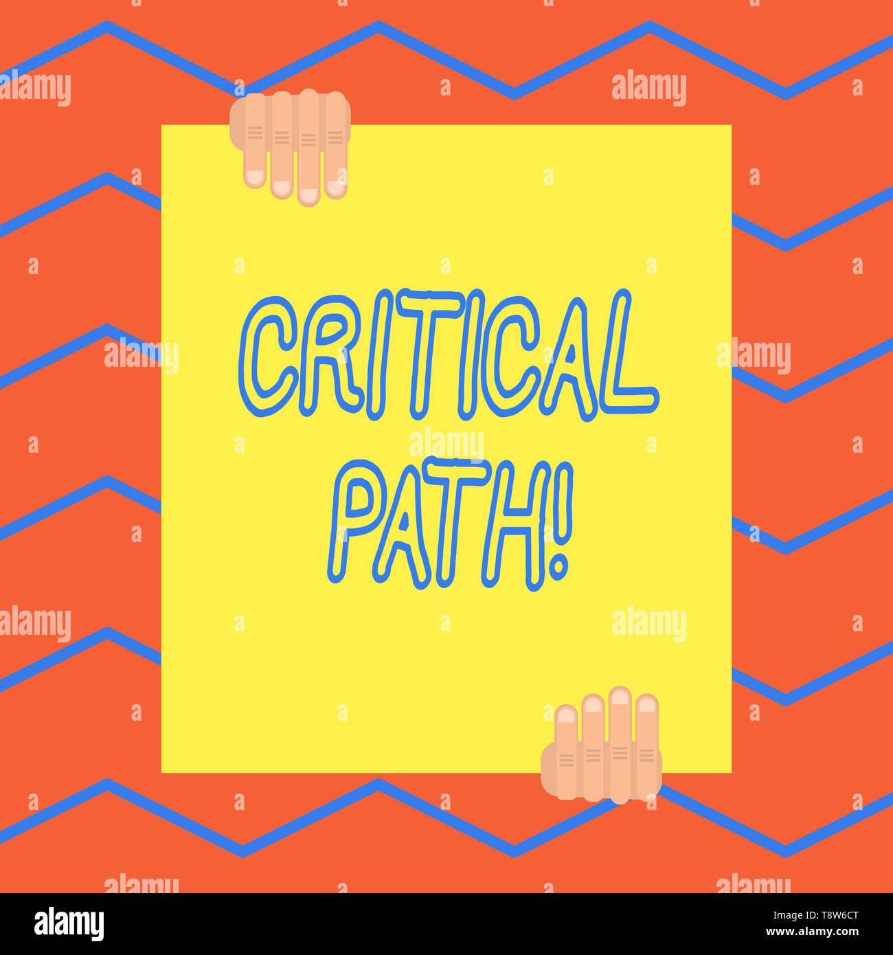 Testo della scrittura percorso critico. Foto concettuale sequenza di fasi di un progetto che richiede il tempo più lungo Foto Stock