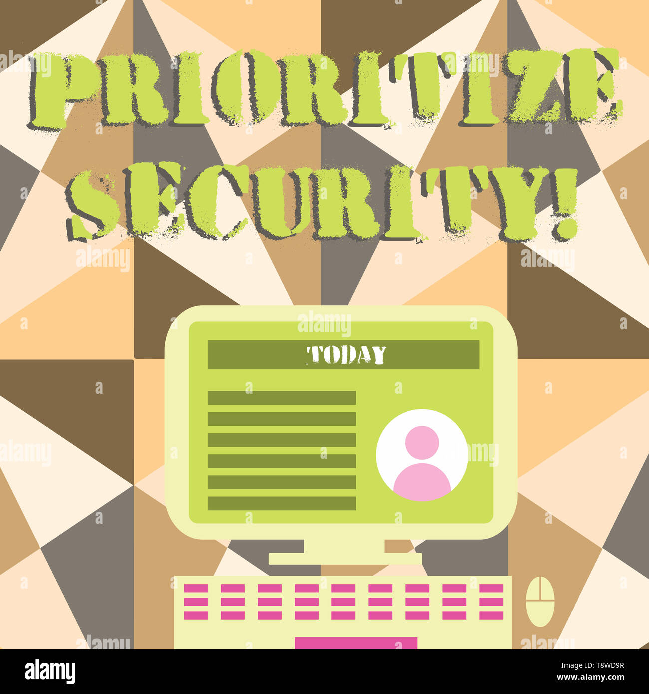 Parola di scrittura di testo Priorità della sicurezza. Business photo vetrina per designare il rischio di sicurezza come più importante per risolvere Desktop Computer montato su supporto Foto Stock