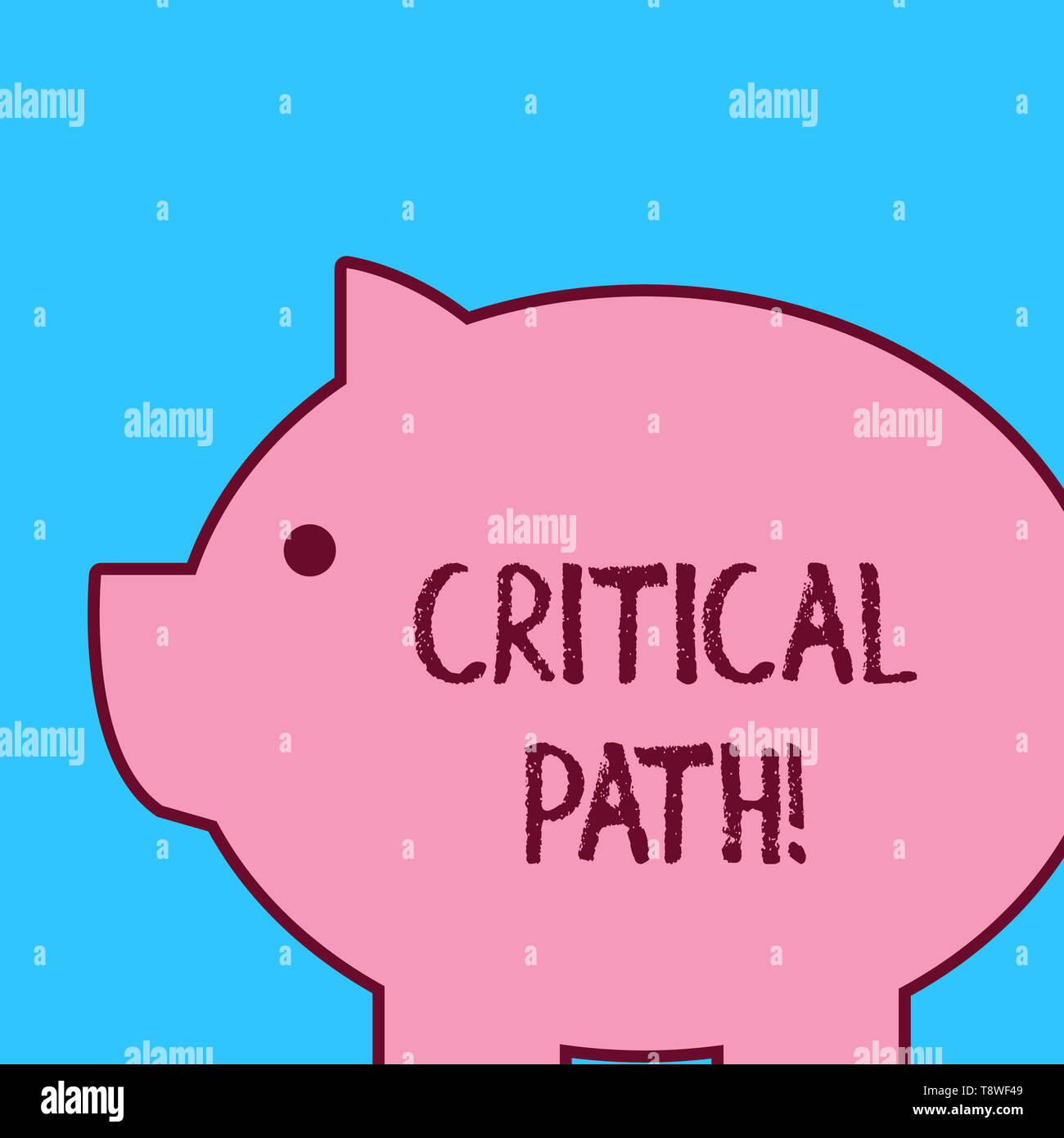 Testo della scrittura percorso critico. Foto concettuale sequenza di fasi di un progetto che richiede il tempo più lungo Foto Stock