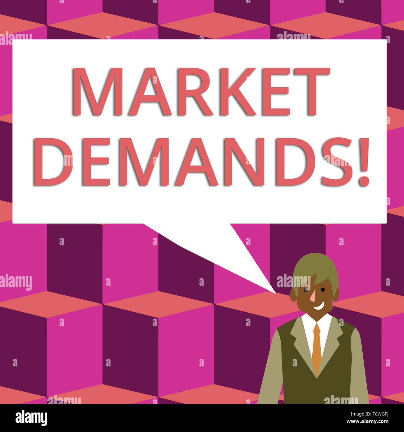 Segno di testo mostra mercato Deanalysisds. Business photo testo Raccogliere fatti circa le situazioni che influiscono sul marketplace imprenditore sorridente e parlando con Foto Stock