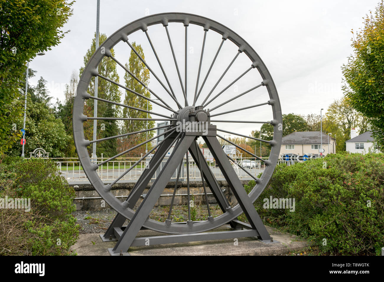 RUOTA MINERARIA, LLAY, GALLES Foto Stock