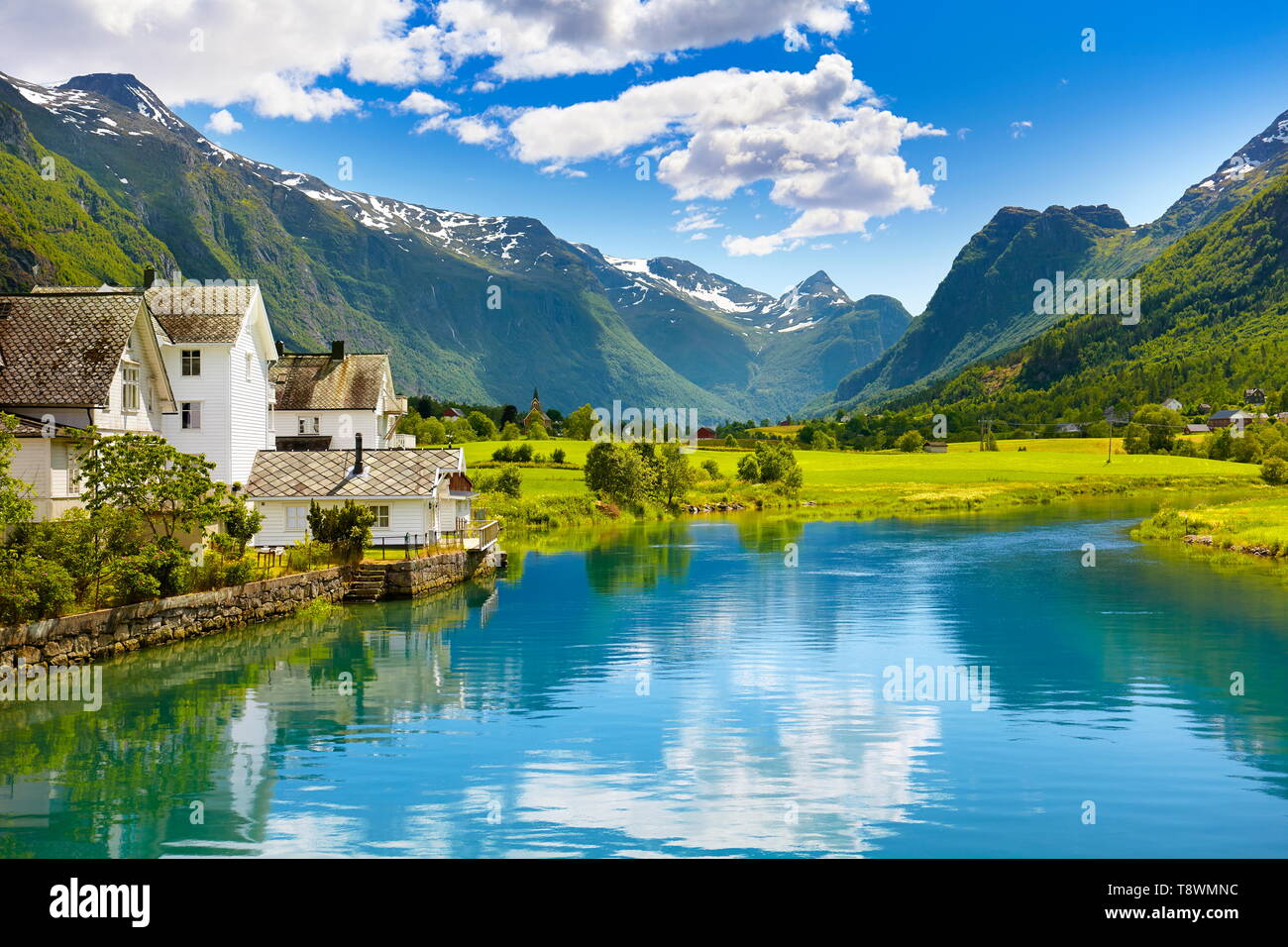 Valle Oldedalen paesaggio, Norvegia Foto Stock
