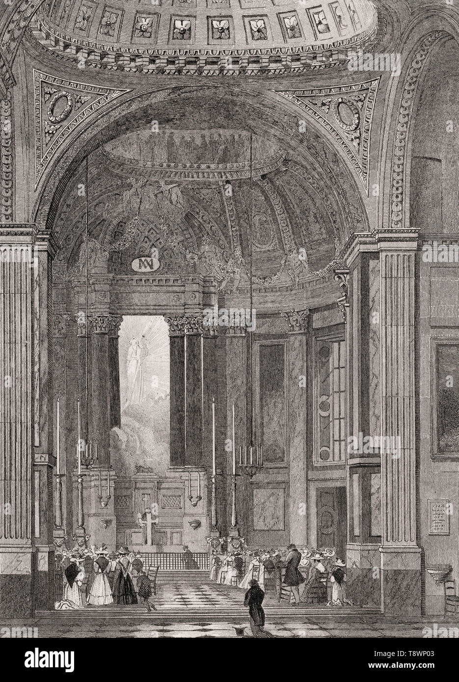 Chiesa di San Sulpice; Parigi; antica di acciaio inciso stampa; 1831 Foto Stock