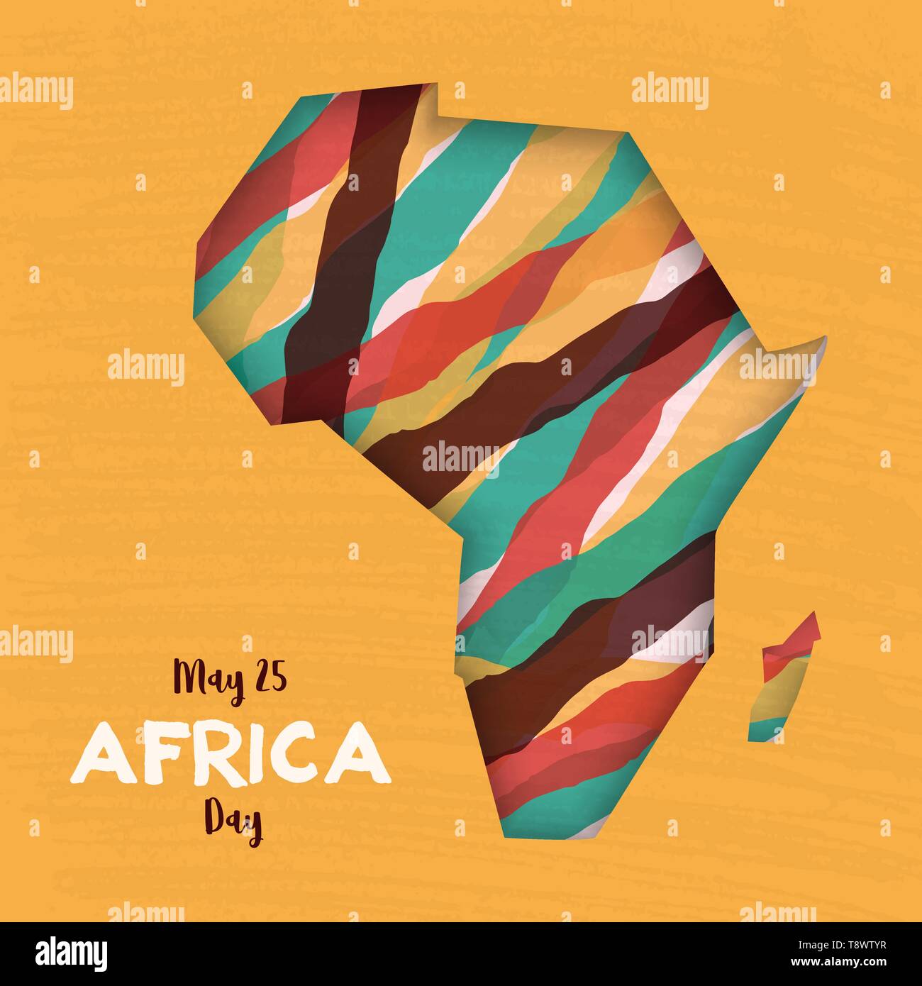 Giornata dell'Africa greeting card illustrazione per 25 maggio celebrazione. Il continente africano papercut mappa con colorati arte astratta. Illustrazione Vettoriale Giornata dell'Africa greeting card illustrazione per 25 maggio celebrazione. Il continente africano papercut mappa con colorati arte astratta. Illustrazione Vettoriale