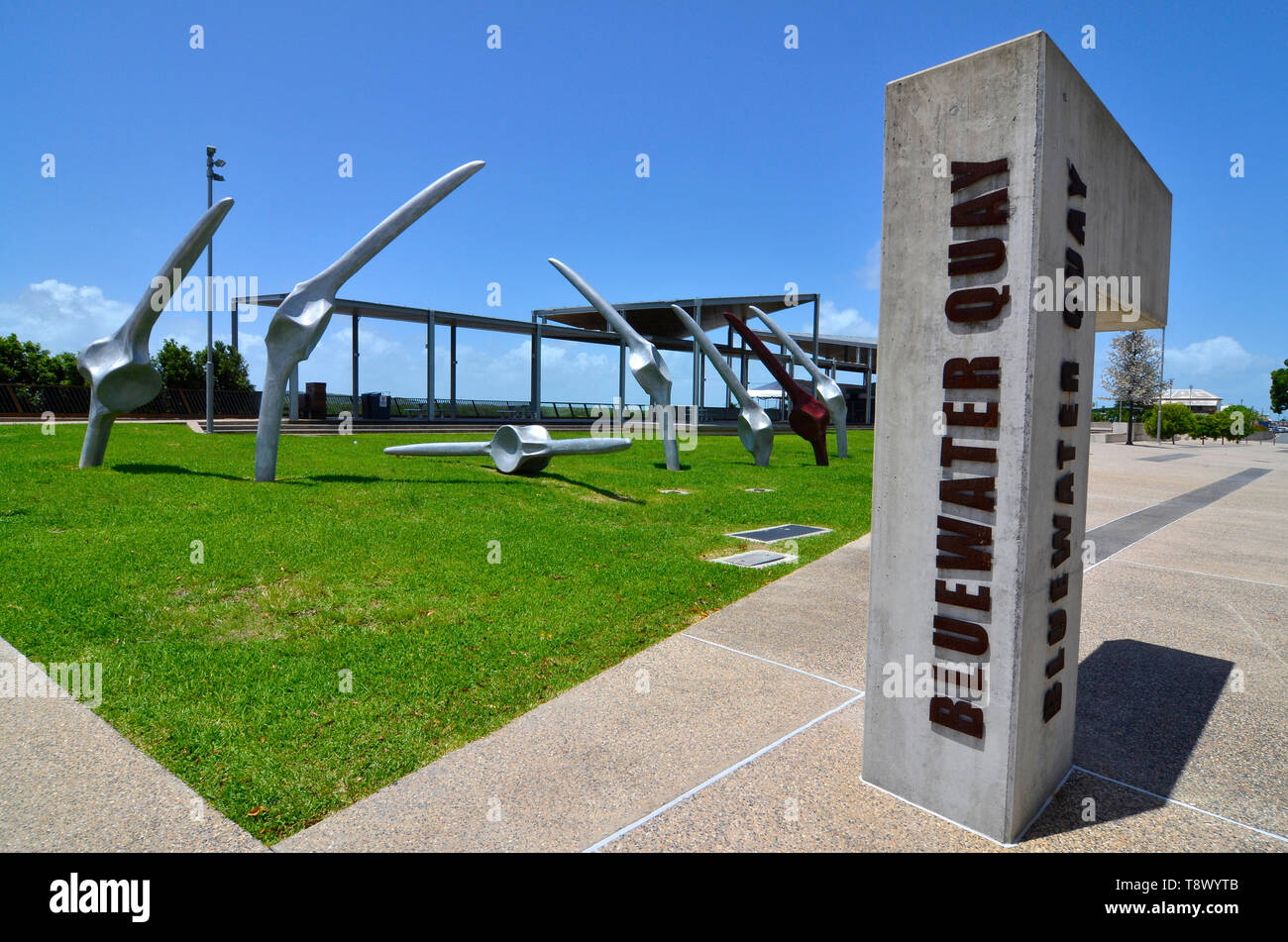 Bluewater quay sul fiume di Mackay nel Queensland, in Australia, in memoria della storia di Whale pesca al largo Foto Stock