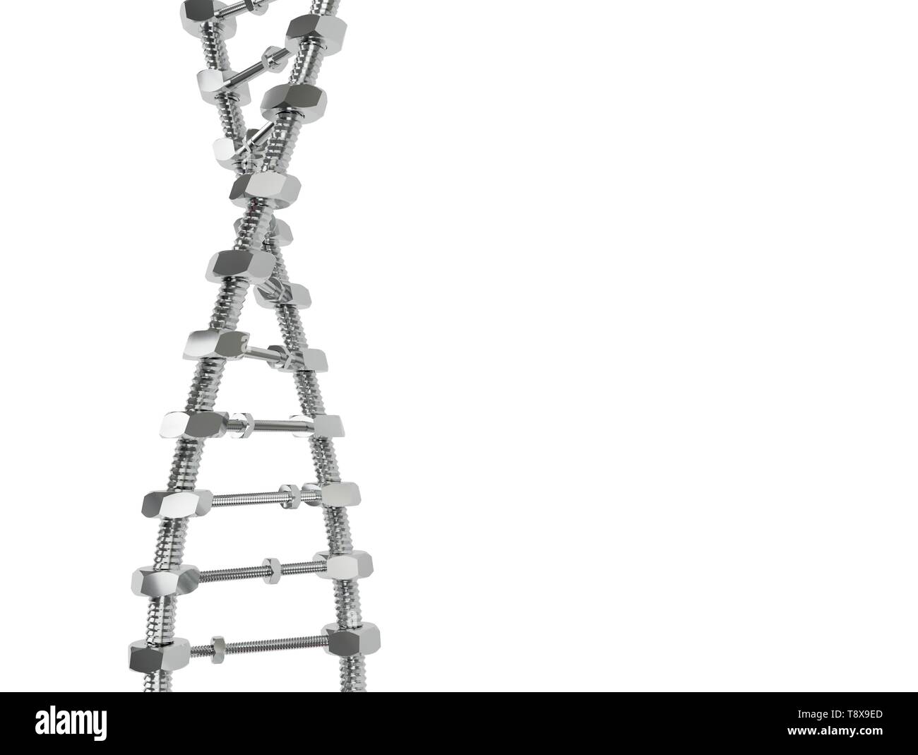 Elica di DNA con ingranaggio molecole invece trasmessi. Modifica genetica scienza e medicina concetto 3d illustrazione Foto Stock