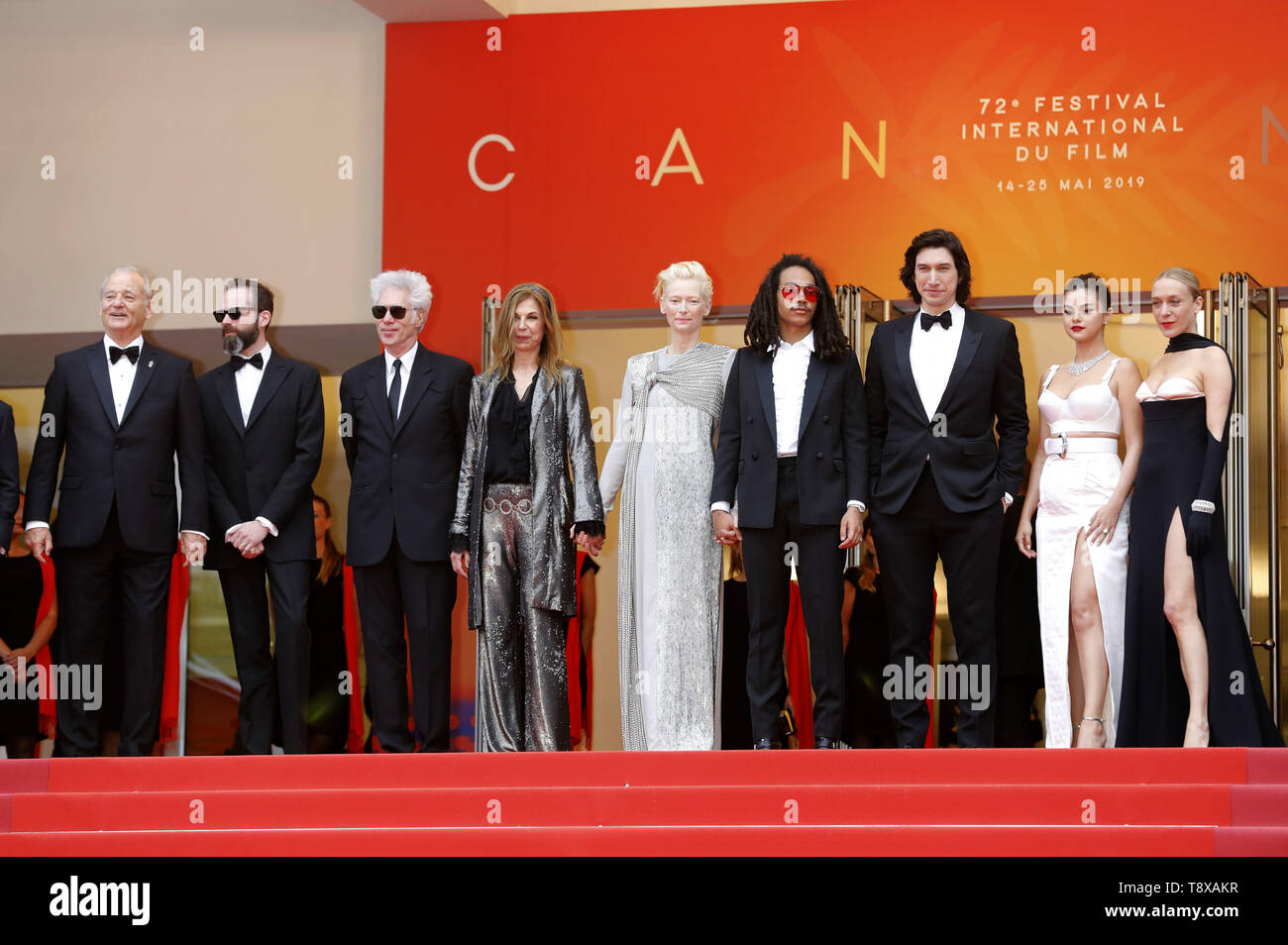 Bill Murray, Carter Logan, Jim Jarmusch, Sara Driver, Tilda Swinton, Luka Sabbat, Adam Driver, Selena Gomez e Chloe Sevigny presenti alla cerimonia di apertura e di screening di 'i morti non muoiono' durante la 72a Cannes Film Festival presso il Palais des Festivals il 14 maggio 2019 a Cannes, Francia | Utilizzo di tutto il mondo Foto Stock