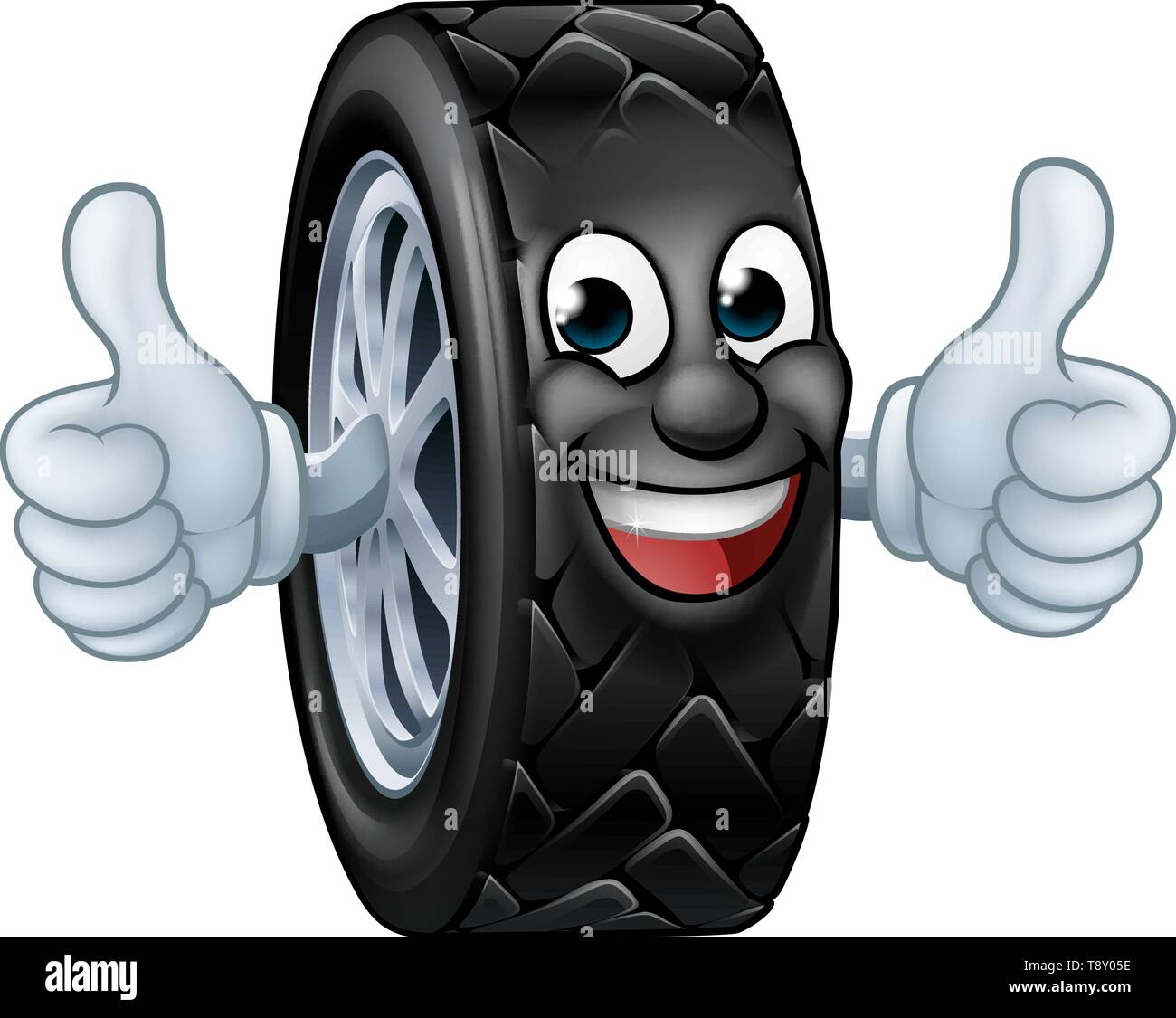 Pneumatico Cartoon Autofficine mascotte di servizio Illustrazione Vettoriale