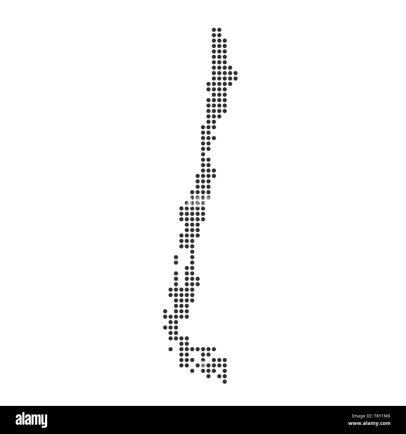 Mappa con dot - Cile . Modello per la progettazione Illustrazione Vettoriale