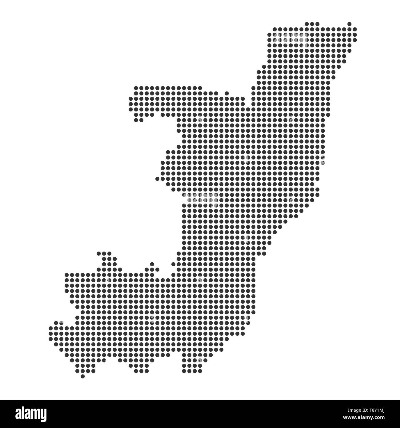 Mappa con dot - Repubblica democratica del Congo . Modello per la progettazione Illustrazione Vettoriale