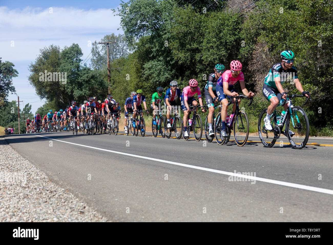 Amgen, tour della California di Sacramento, CA - 13 Maggio 2019: Amgen, tour della California gara è in modo di South Lake Tahoe, California durante la fase 2 Foto Stock