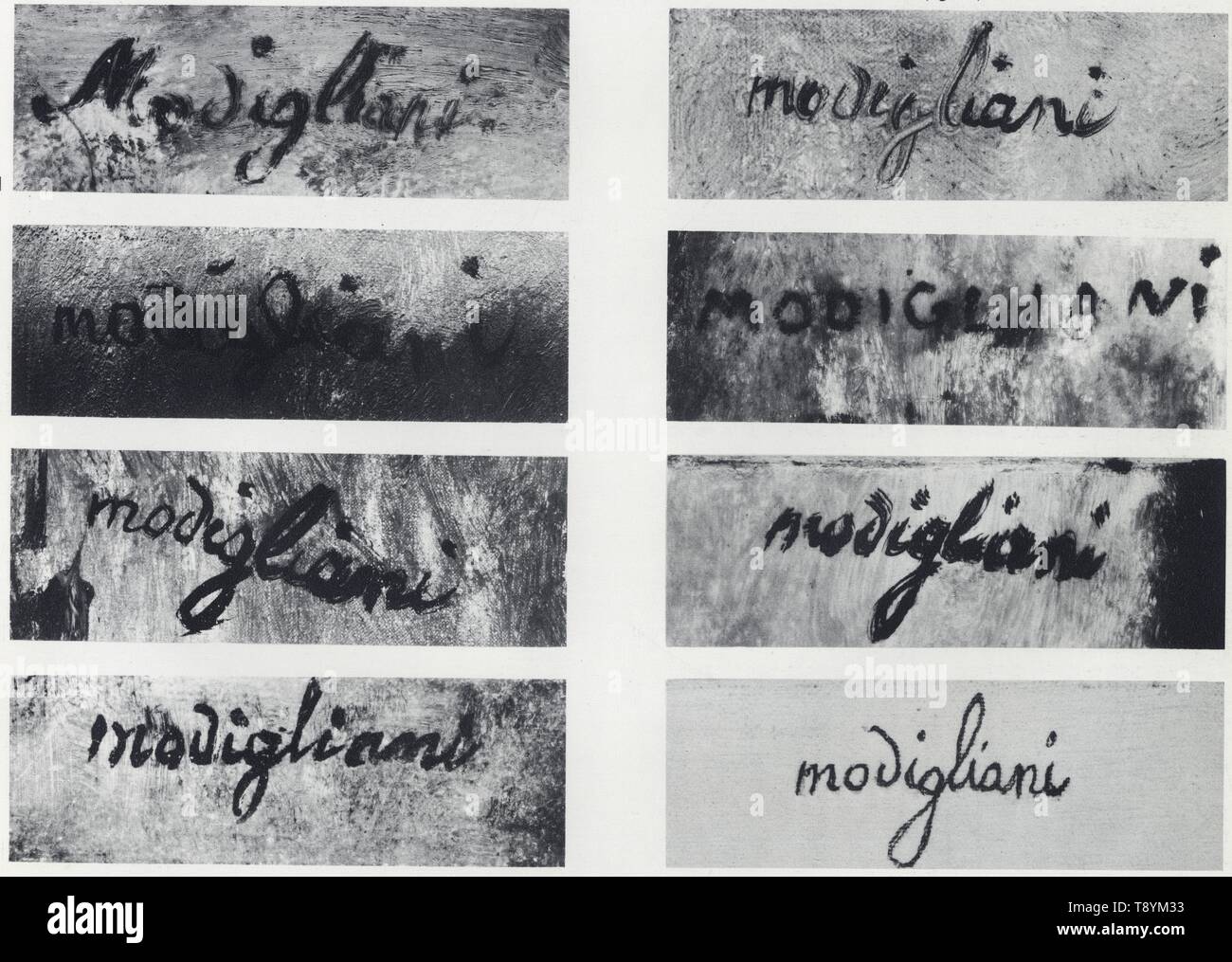 QUALQUES ESEMPI DE FIRME DE AMEDEO MODIGLIANI. Foto Stock