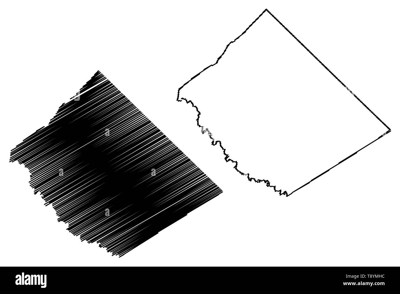 Caldwell County, Texas (contee in Texas, Stati Uniti d'America,USA, Stati Uniti, US) mappa illustrazione vettoriale, scribble sketch mappa di Caldwell Illustrazione Vettoriale