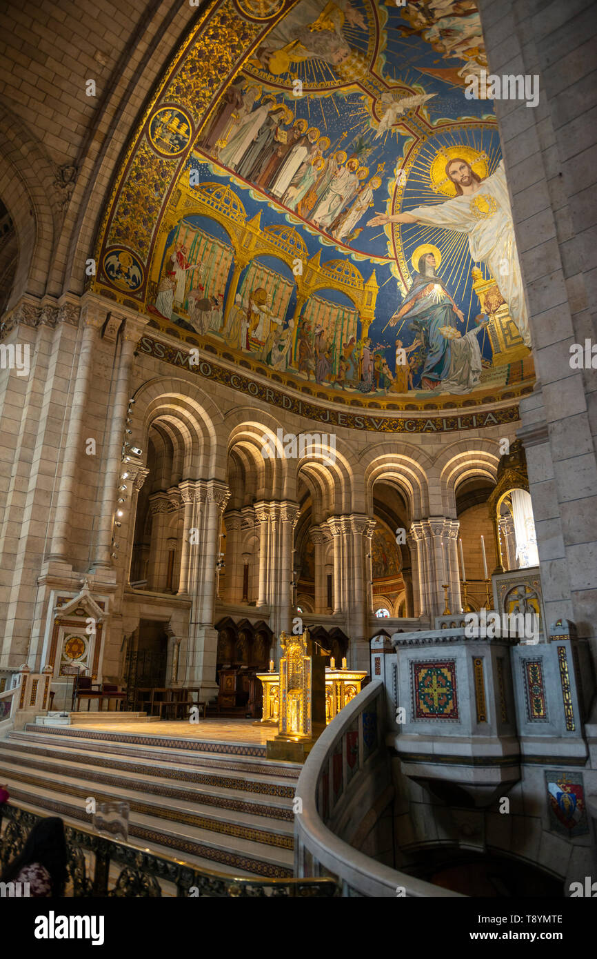 Interno della Basilica del Sacro Cuore a Montmartre, Paris, Francia Foto Stock