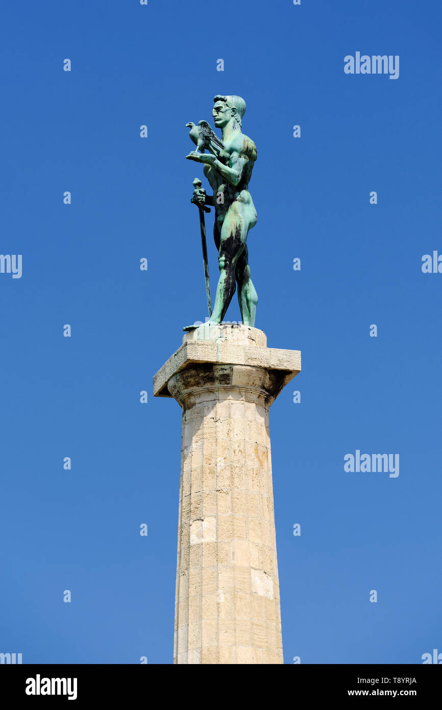 Il Victor monumento, Pobednik, Belgrado, Serbia. Costruito per commemorare la Serbia il vittoria sul pouf e impero austro-ungarico durante le guerre nei Balcani Foto Stock