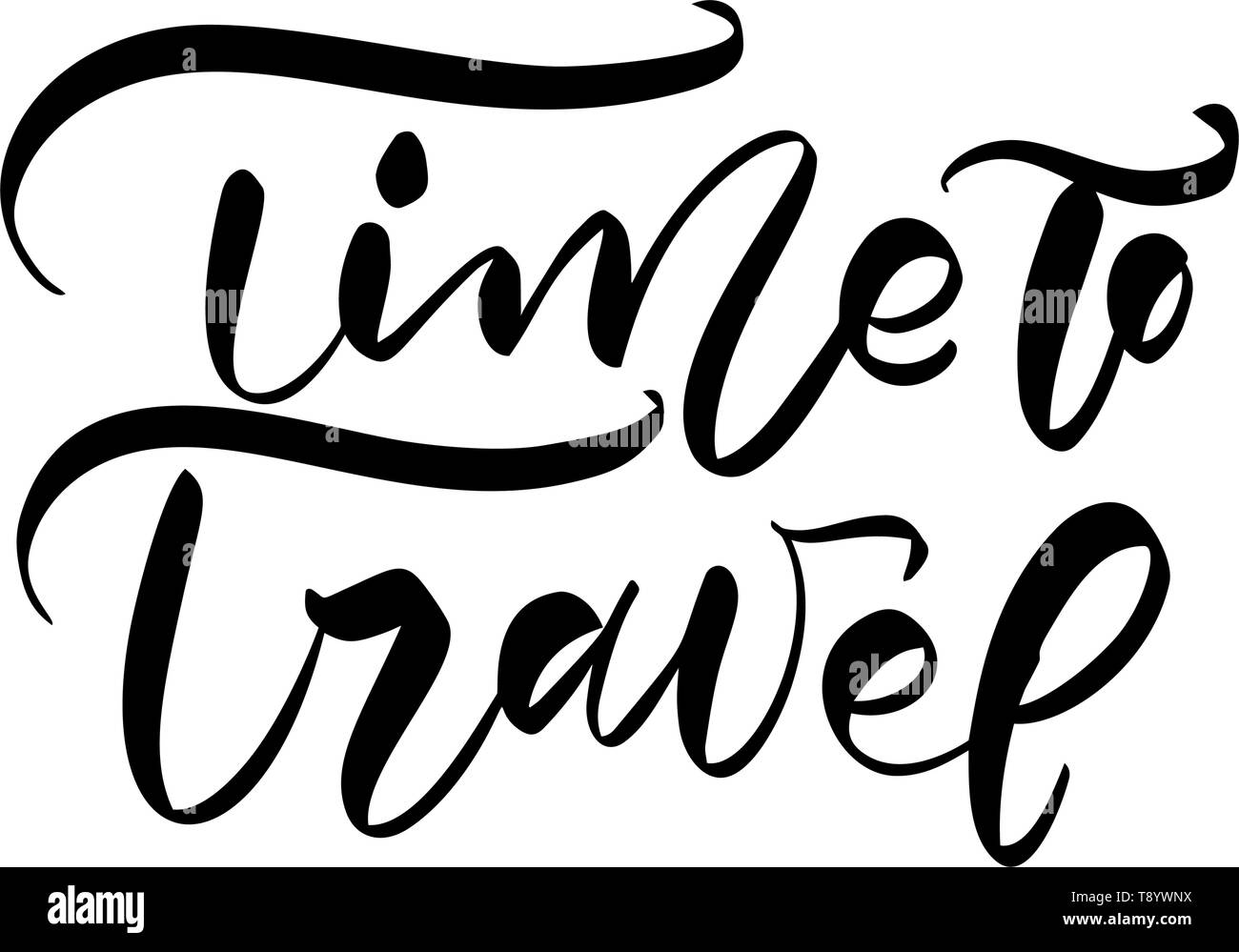 Disegnato a mano tempo di testo al vettore di viaggio di ispirazione lettering design per poster, volantini, t-shirt, cartoline, inviti, adesivi, banner. Moderno Illustrazione Vettoriale