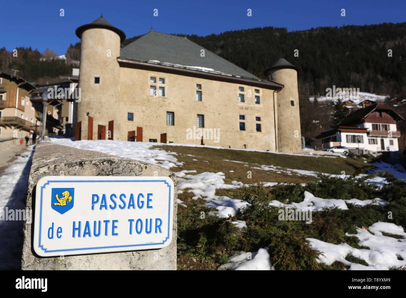 Maison forte Haute-Tour. Saint-Gervais-les-Bains. Alta Savoia. La Francia. Foto Stock