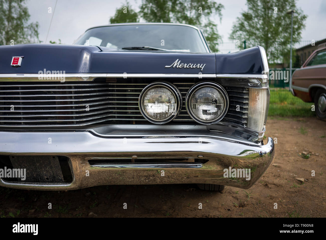 Berlino - APLRIL 27, 2019: Dettaglio di full-size auto Mercury Grand Marquis Colony Park. Foto Stock